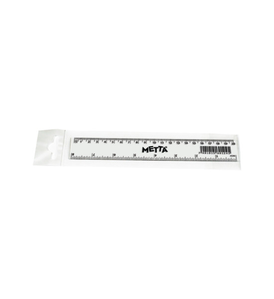 Regla Plástica Rígida, 20 cm. (8"). Transparente. Pack x 1 Und.